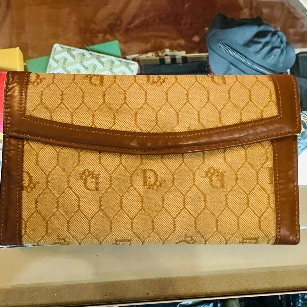 Christian dior vintage wallet Brown and Tan color